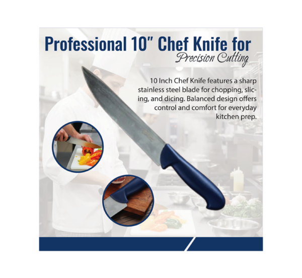 10 inch stainless steel chef knife with ergonomic handle