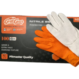Heavy duty 10mil orange nitrile BBQ gloves XL size