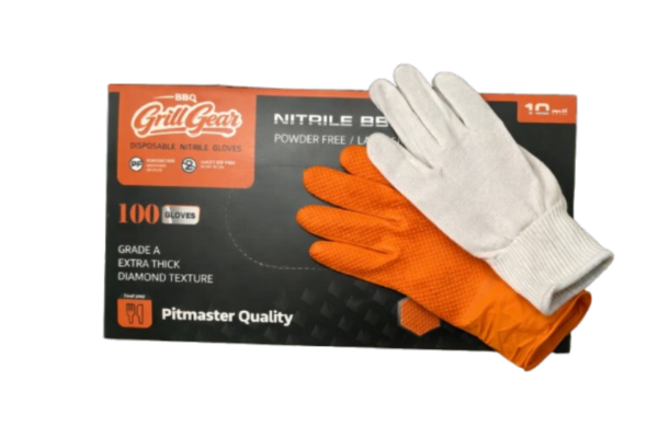 Heavy duty 10mil orange nitrile BBQ gloves XL size