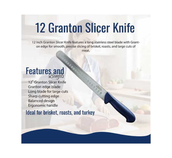 BBQ Grill Gear 12 inch slicer knife granton edge stainless steel blade