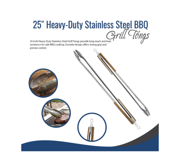 BBQ Grill Gear extra long stainless steel tongs heavy duty grilling tool