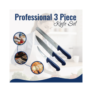 3 piece stainless steel knife set with 12 10 and 7 inch blades