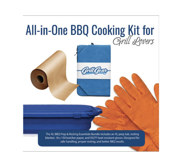 BBQ Grill Gear ultimate BBQ prep bundle with tub blanket butcher paper and gloves