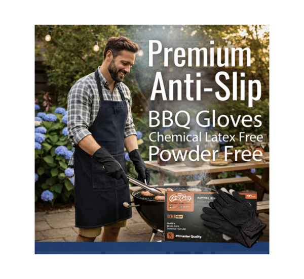 BBQ Grill Gear premium nitrile gloves for food handling and BBQ prep