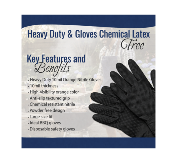 BBQ Grill Gear premium nitrile gloves for food handling and BBQ prep
