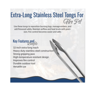 BBQ Grill Gear extra long stainless steel tongs heavy duty grilling tool