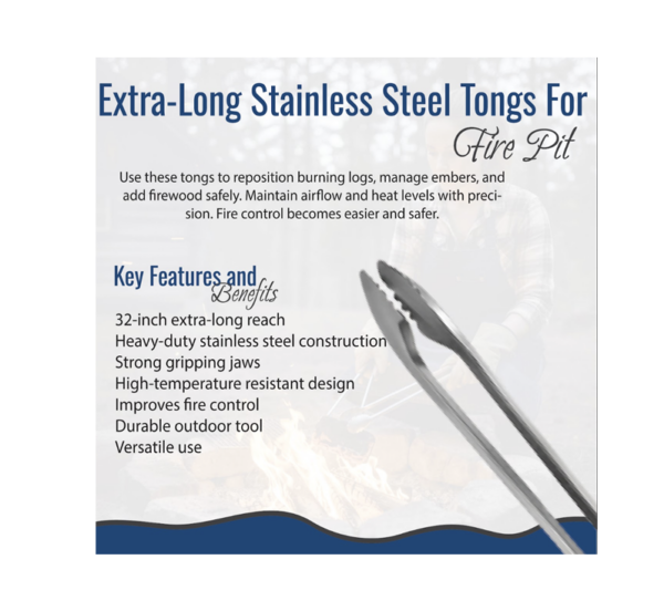 BBQ Grill Gear extra long stainless steel tongs heavy duty grilling tool