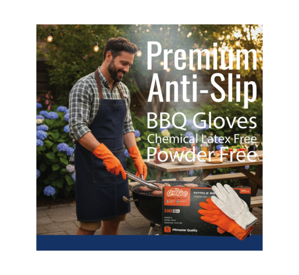 BBQ Grill Gear premium nitrile gloves for food handling and BBQ prep