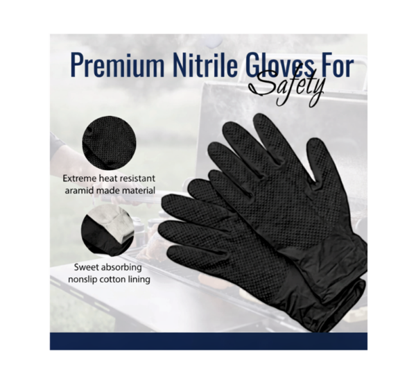 BBQ Grill Gear premium nitrile gloves for food handling and BBQ prep
