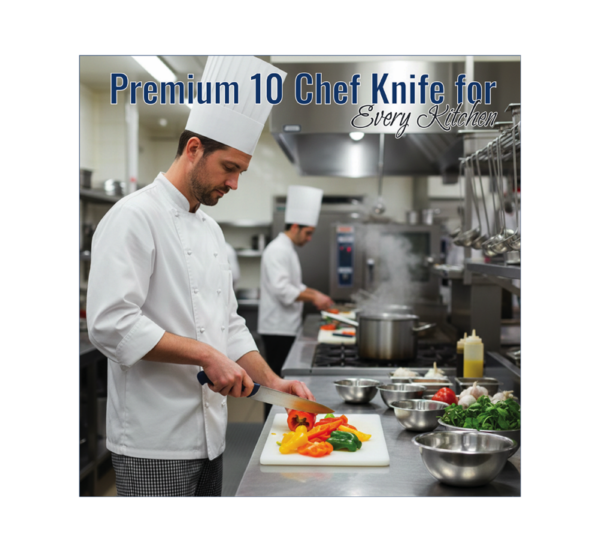 BBQ Grill Gear 10 inch chef knife stainless steel blade ergonomic handle