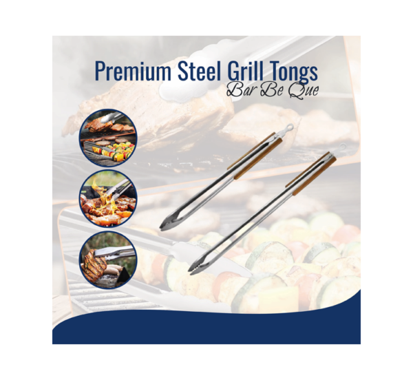 BBQ Grill Gear extra long stainless steel tongs heavy duty grilling tool