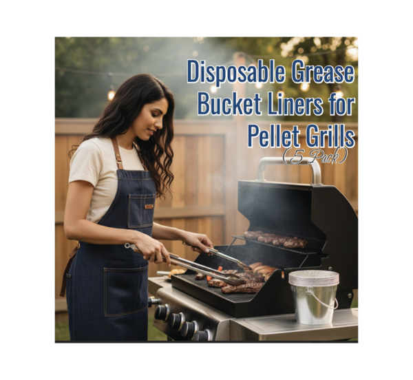 Disposable pellet grill bucket liners for grease cleanup
