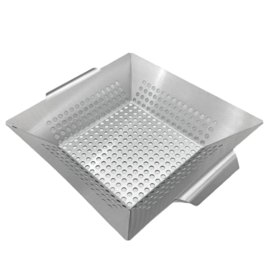Stainless steel square BBQ grill basket for outdoor grilling