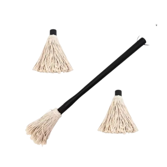 BBQ cotton fiber basting mop with wooden handle and mop heads