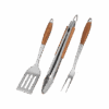 3 piece BBQ grill utensil set with stainless steel tools and rosewood handles