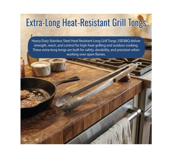 BBQ Grill Gear extra long stainless steel tongs heavy duty grilling tool