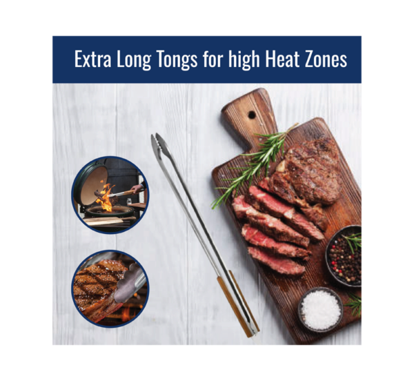 BBQ Grill Gear extra long stainless steel tongs heavy duty grilling tool