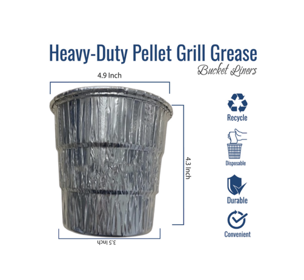 Disposable pellet grill bucket liners for grease cleanup