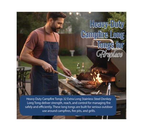 BBQ Grill Gear extra long stainless steel tongs heavy duty grilling tool