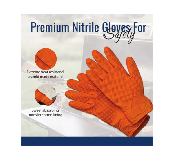 BBQ Grill Gear premium nitrile gloves for food handling and BBQ prep