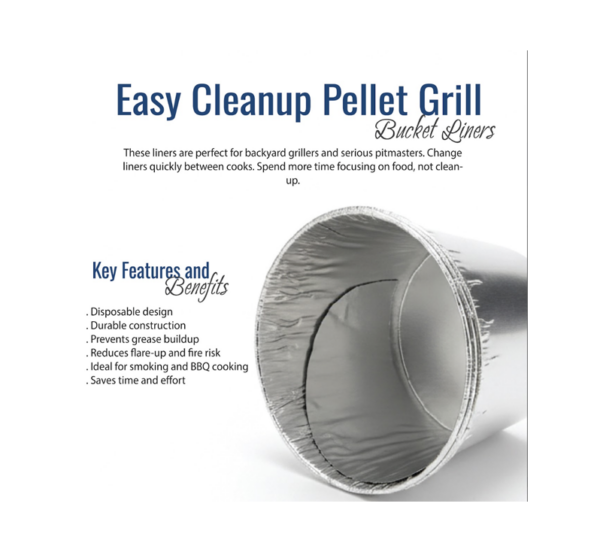 Disposable pellet grill bucket liners for grease cleanup