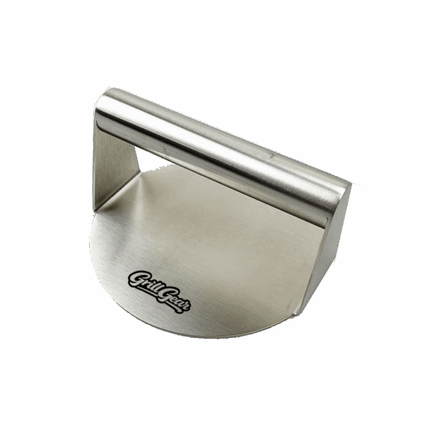 Grill Gear stainless steel smash burger press on griddle