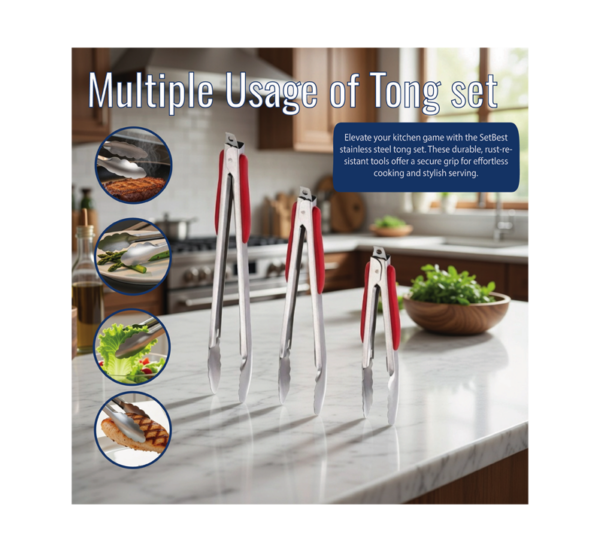 BBQ Grill Gear 3 pack stainless steel tong set multiple sizes
