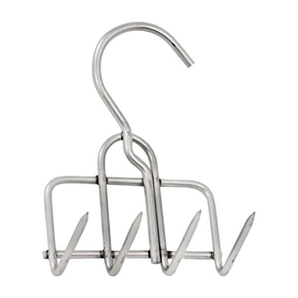 Four-prong stainless steel bacon hanger for smoker