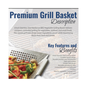 8 inch stainless steel BBQ vegetable grilling basket