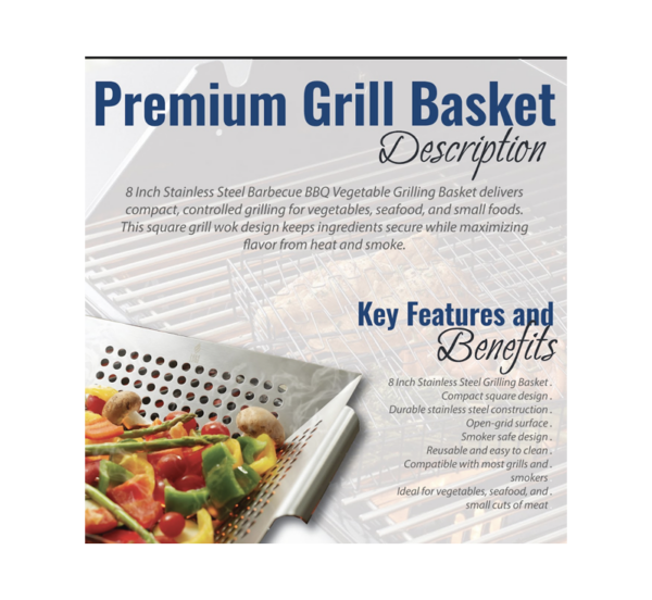 8 inch stainless steel BBQ vegetable grilling basket