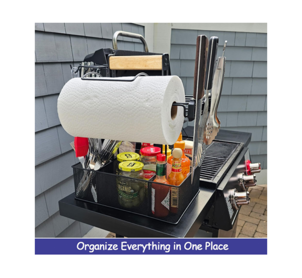 BBQ Grill Gear BBQ grill station caddy with paper towel holder and magnetic tool holder
