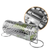 Stainless steel cylindrical BBQ grill basket for vegetables and seafood