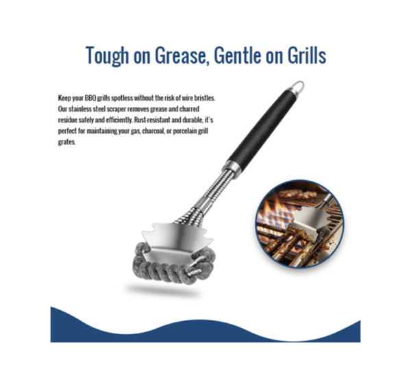 Stainless steel bristle free grill brush scraper for BBQ
