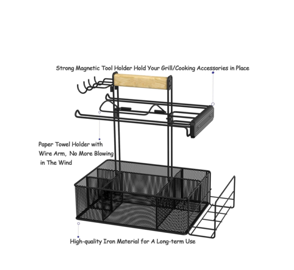 BBQ Grill Gear BBQ grill station caddy with paper towel holder and magnetic tool holder