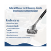Stainless steel bristle free grill brush scraper for BBQ