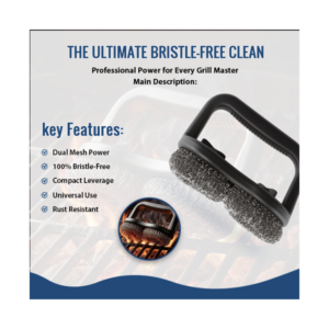 Two Coiled Mesh BBQ Grill Brush with stainless steel dual coils