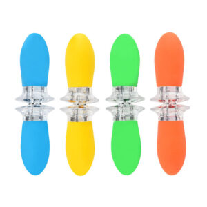 Four stainless steel corn and fruit needles with pointed tips