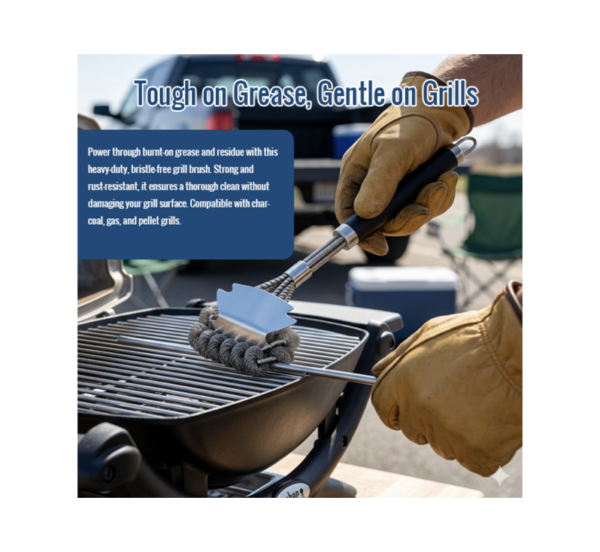 Stainless steel bristle free grill brush scraper for BBQ