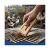 Bristle-free wooden grill scraper cleaning metal grill grates