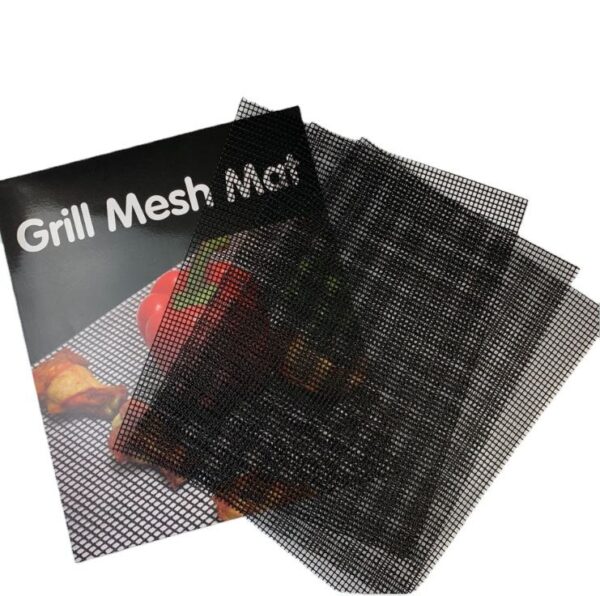 Non stick BBQ grill mesh mat on barbecue grill