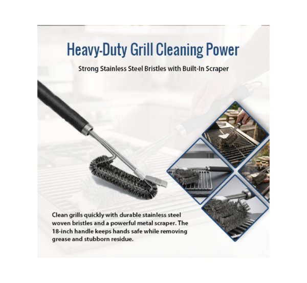 BBQ Grill Gear stainless steel grill brush with scraper 18 inch