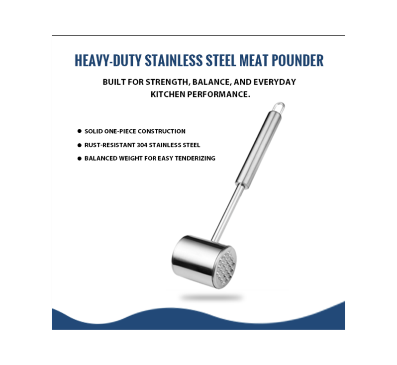Zinc alloy meat tenderizer mallet with anti-skid handle