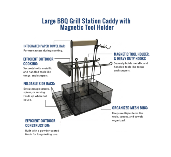 BBQ Grill Gear BBQ grill station caddy with paper towel holder and magnetic tool holder