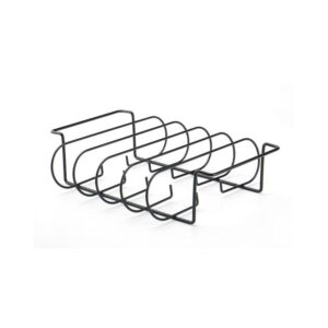 Large stainless steel rib rack holding multiple ribs upright