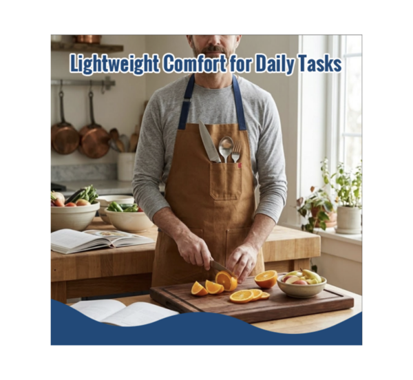 Unisex sleeveless cotton canvas apron with adjustable straps and large pockets