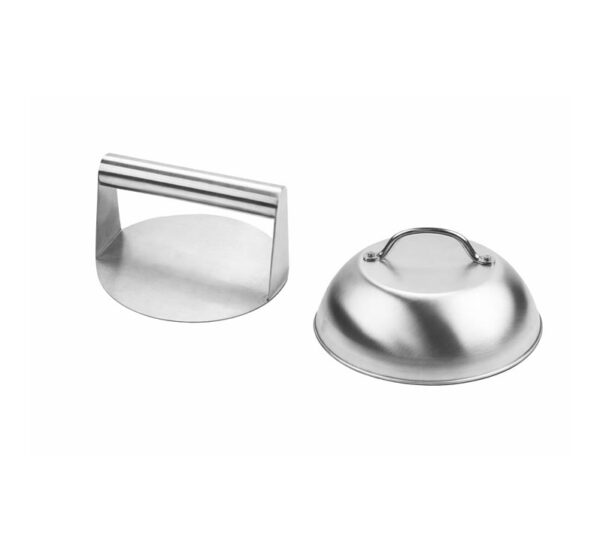 Stainless steel smashed burger press 5.5 inch with 9 inch cheese melting dome