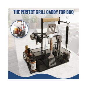 BBQ Grill Gear BBQ grill station caddy with paper towel holder and magnetic tool holder