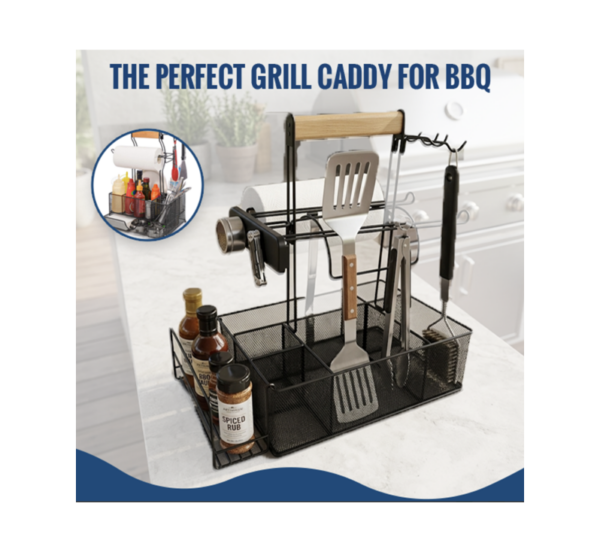 BBQ Grill Gear BBQ grill station caddy with paper towel holder and magnetic tool holder