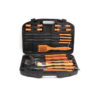 Premium 18pcs wood BBQ tools accessories set with storage box