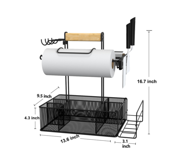 BBQ Grill Gear BBQ grill station caddy with paper towel holder and magnetic tool holder